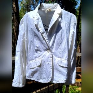 St. John's Bay crisp white 100% cotton eyelet blazer szL
